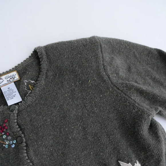 Vintage Heirloom Collectibles Olive Leaves Knit Button Up Cardigan Medium - Picture 9 of 9